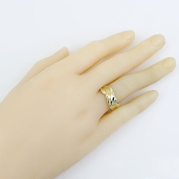 Vintage 14k Yellow Gold Wave Band Ring - Picture 6 of 7